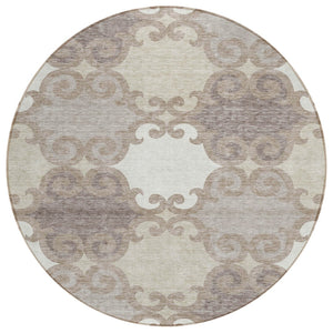 HomeRoots 5' Stylish Trellis Washable Area Rug for Indoor and Outdoor Spaces – Durable, Easy-Care Design! 8' Round 592055
