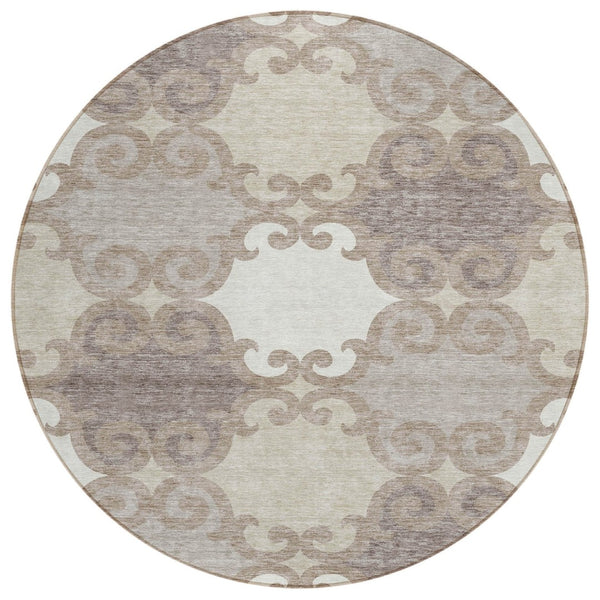 HomeRoots 5' Stylish Trellis Washable Area Rug for Indoor and Outdoor Spaces – Durable, Easy-Care Design! 8' Round 592055