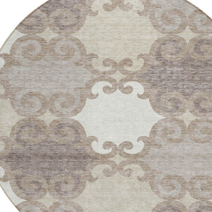 HomeRoots 5' Stylish Trellis Washable Area Rug for Indoor and Outdoor Spaces – Durable, Easy-Care Design! 8' Round 592055