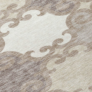 HomeRoots 5' Stylish Trellis Washable Area Rug for Indoor and Outdoor Spaces – Durable, Easy-Care Design! 8' Round 592055
