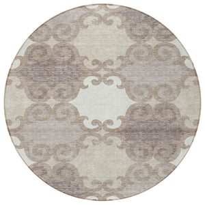 HomeRoots 5' Stylish Trellis Washable Area Rug for Indoor and Outdoor Spaces – Durable, Easy-Care Design! 8' Round 592055