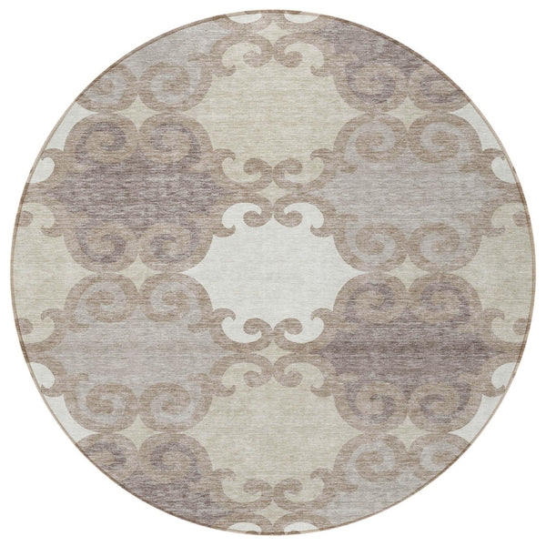HomeRoots 5' Stylish Trellis Washable Area Rug for Indoor and Outdoor Spaces – Durable, Easy-Care Design! 8' Round 592055