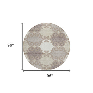 HomeRoots 5' Stylish Trellis Washable Area Rug for Indoor and Outdoor Spaces – Durable, Easy-Care Design! 8' Round 592055