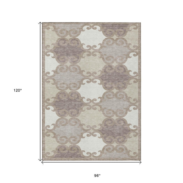 HomeRoots 5' Stylish Trellis Washable Area Rug for Indoor and Outdoor Spaces – Durable, Easy-Care Design! 8' X 10' 592056