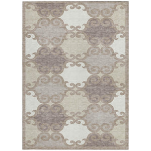 HomeRoots 9' Stylish Taupe Beige and Gray Trellis Washable Rug for Indoor and Outdoor Living Spaces, Durable & Easy Care 9' X 12' 592057