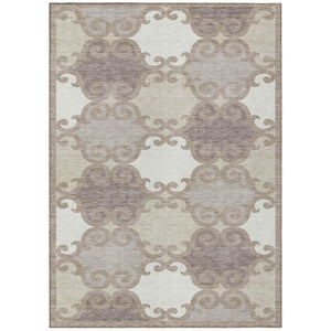 HomeRoots 9' Stylish Taupe Beige and Gray Trellis Washable Rug for Indoor and Outdoor Living Spaces, Durable & Easy Care 9' X 12' 592057