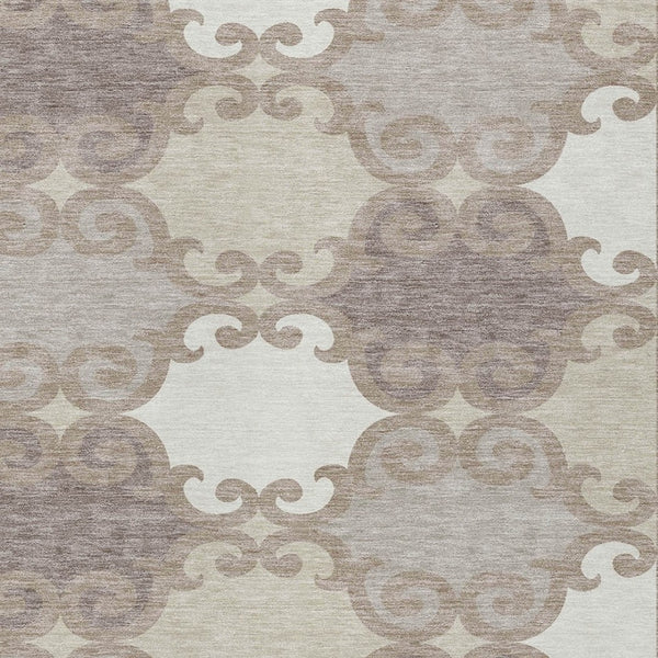 HomeRoots 9' Stylish Taupe Beige and Gray Trellis Washable Rug for Indoor and Outdoor Living Spaces, Durable & Easy Care 9' X 12' 592057