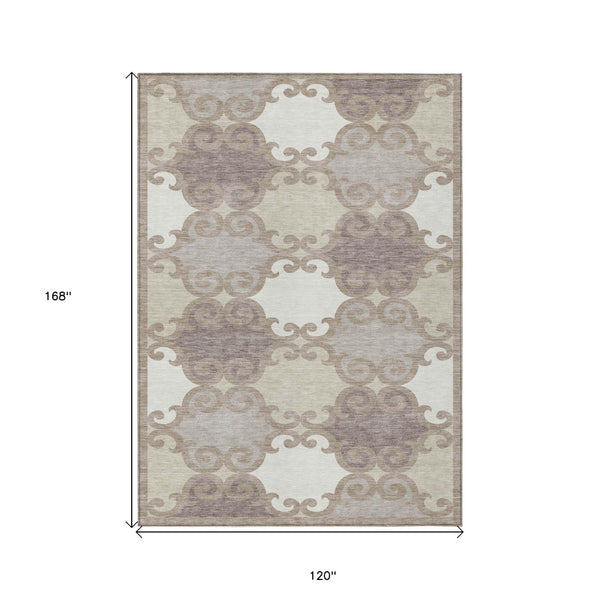 HomeRoots 5' Stylish Trellis Washable Area Rug for Indoor and Outdoor Spaces – Durable, Easy-Care Design! 10' X 14' 592058