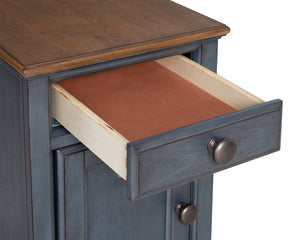 English Elm Americana Chairside End Table Rubberwood Build Distressed Finish with Usb Port Storage B108P193076