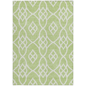Homeroots 3' Artichoke Green And Ivory Trellis Washable Rug For Indoor Outdoor Spaces - Durable And Stylish! 3' X 5' Polyester 592065