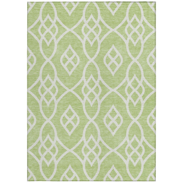 Homeroots 3' Artichoke Green And Ivory Trellis Washable Rug For Indoor Outdoor Spaces - Durable And Stylish! 3' X 5' Polyester 592065