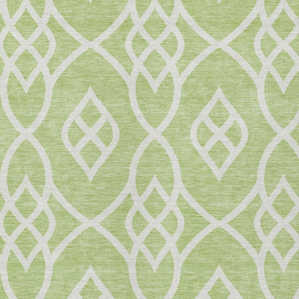 Homeroots 3' Artichoke Green And Ivory Trellis Washable Rug For Indoor Outdoor Spaces - Durable And Stylish! 3' X 5' Polyester 592065
