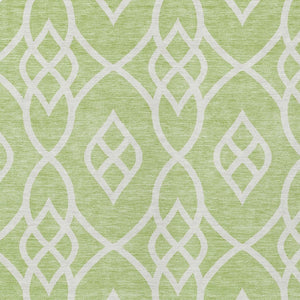 Homeroots 3' Artichoke Green And Ivory Trellis Washable Rug For Indoor Outdoor Spaces - Durable And Stylish! 5' X 8' Polyester 592066