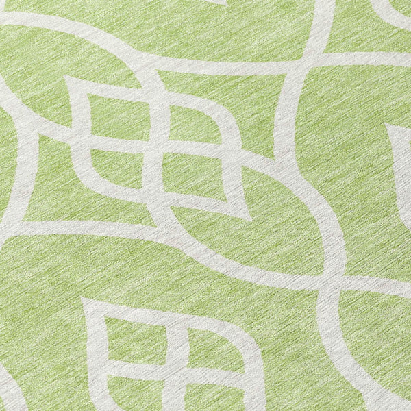 Homeroots 3' Artichoke Green And Ivory Trellis Washable Rug For Indoor Outdoor Spaces - Durable And Stylish! 8' Round Polyester 592067