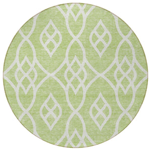 Homeroots 3' Artichoke Green And Ivory Trellis Washable Rug For Indoor Outdoor Spaces - Durable And Stylish! 8' Round Polyester 592067