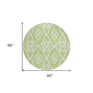 Homeroots 3' Artichoke Green And Ivory Trellis Washable Rug For Indoor Outdoor Spaces - Durable And Stylish! 8' Round Polyester 592067