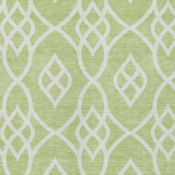 Homeroots 3' Artichoke Green And Ivory Trellis Washable Rug For Indoor Outdoor Spaces - Durable And Stylish! 8' X 10' Polyester 592068
