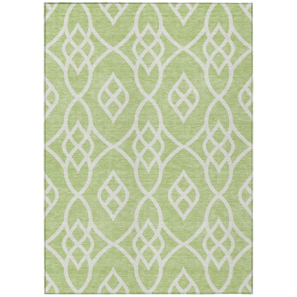 HomeRoots 9' Elegant Artichoke Green and Ivory Trellis Washable Area Rug for Indoor and Outdoor Spaces 9' X 12' 592069