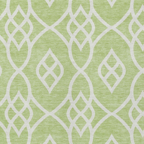 Homeroots 3' Artichoke Green And Ivory Trellis Washable Rug For Indoor Outdoor Spaces - Durable And Stylish! 9' X 12' Polyester 592069