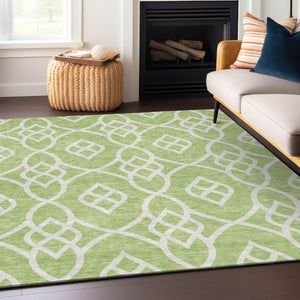 Homeroots 3' Artichoke Green And Ivory Trellis Washable Rug For Indoor Outdoor Spaces - Durable And Stylish! 10' X 14' Polyester 592070