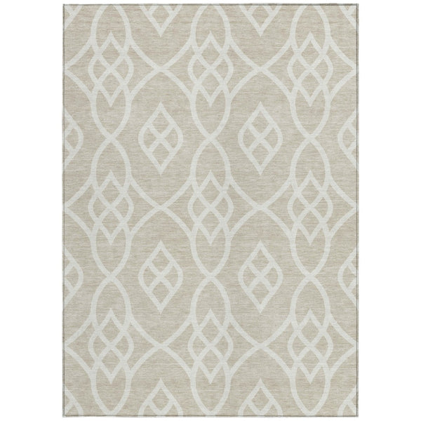 Homeroots 3' Artichoke Green And Ivory Trellis Washable Rug For Indoor Outdoor Spaces - Durable And Stylish! 3' X 5' Polyester 592071
