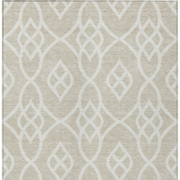 Homeroots 3' Artichoke Green And Ivory Trellis Washable Rug For Indoor Outdoor Spaces - Durable And Stylish! 5' X 8' Polyester 592072