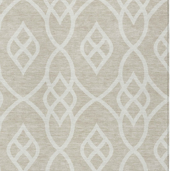 Homeroots 3' Artichoke Green And Ivory Trellis Washable Rug For Indoor Outdoor Spaces - Durable And Stylish! 5' X 8' Polyester 592072