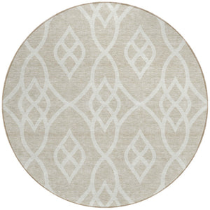 Homeroots 3' Artichoke Green And Ivory Trellis Washable Rug For Indoor Outdoor Spaces - Durable And Stylish! 8' Round Polyester 592073
