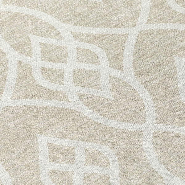 Homeroots 3' Artichoke Green And Ivory Trellis Washable Rug For Indoor Outdoor Spaces - Durable And Stylish! 8' Round Polyester 592073