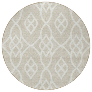Homeroots 3' Artichoke Green And Ivory Trellis Washable Rug For Indoor Outdoor Spaces - Durable And Stylish! 8' Round Polyester 592073