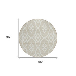 Homeroots 3' Artichoke Green And Ivory Trellis Washable Rug For Indoor Outdoor Spaces - Durable And Stylish! 8' Round Polyester 592073
