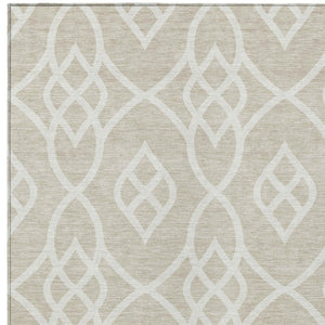 Homeroots 3' Artichoke Green And Ivory Trellis Washable Rug For Indoor Outdoor Spaces - Durable And Stylish! 8' X 10' Polyester 592074