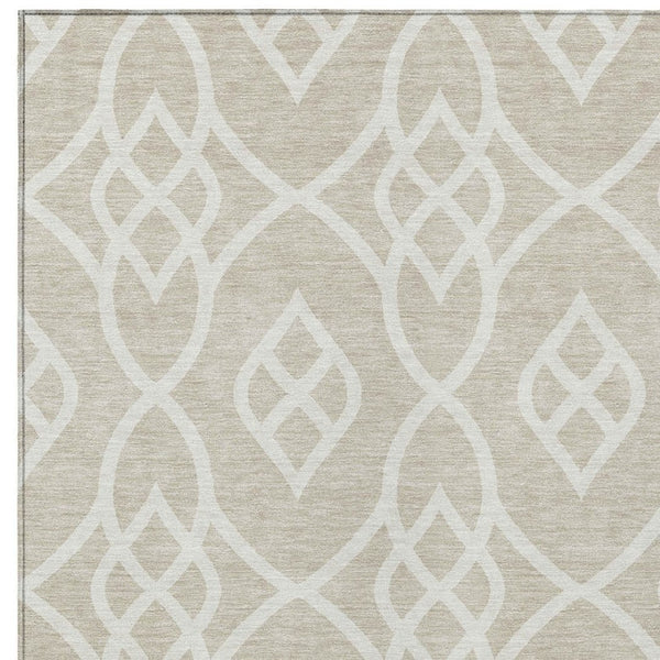 Homeroots 3' Artichoke Green And Ivory Trellis Washable Rug For Indoor Outdoor Spaces - Durable And Stylish! 9' X 12' Polyester 592075