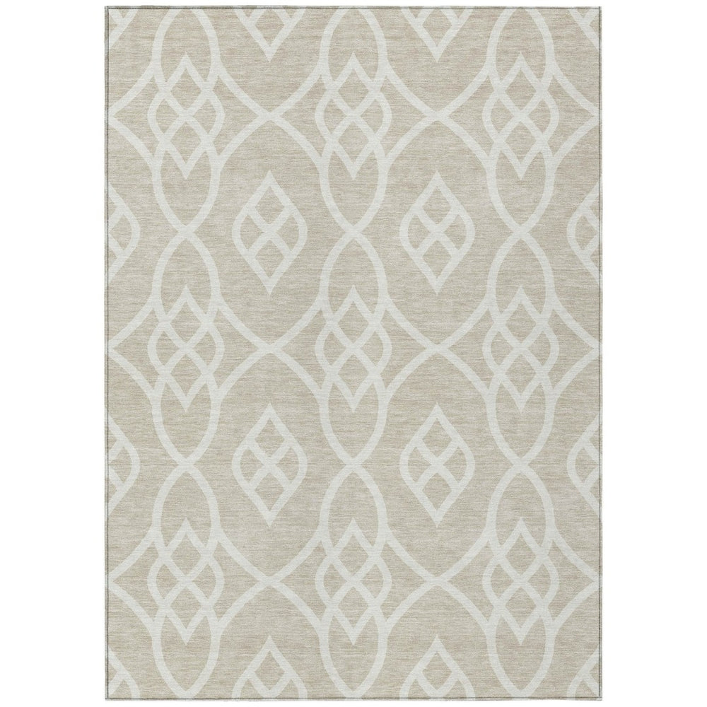 HomeRoots 5' Timeless Beige and Ivory Trellis Rug – Washable, Durable Indoor-Outdoor Area Rug for Any Space 10' X 14' 592076