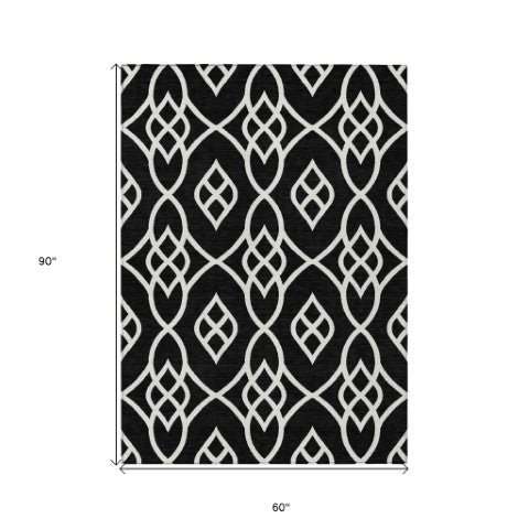 Homeroots 3' Artichoke Green And Ivory Trellis Washable Rug For Indoor Outdoor Spaces - Durable And Stylish! 5' X 8' Polyester 592078