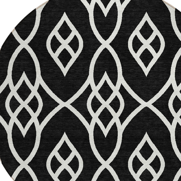 Homeroots 3' Artichoke Green And Ivory Trellis Washable Rug For Indoor Outdoor Spaces - Durable And Stylish! 8' Round Polyester 592079