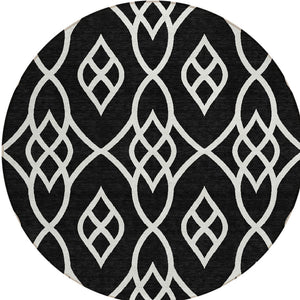 Homeroots 3' Artichoke Green And Ivory Trellis Washable Rug For Indoor Outdoor Spaces - Durable And Stylish! 8' Round Polyester 592079