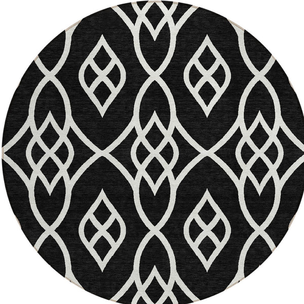 Homeroots 3' Artichoke Green And Ivory Trellis Washable Rug For Indoor Outdoor Spaces - Durable And Stylish! 8' Round Polyester 592079