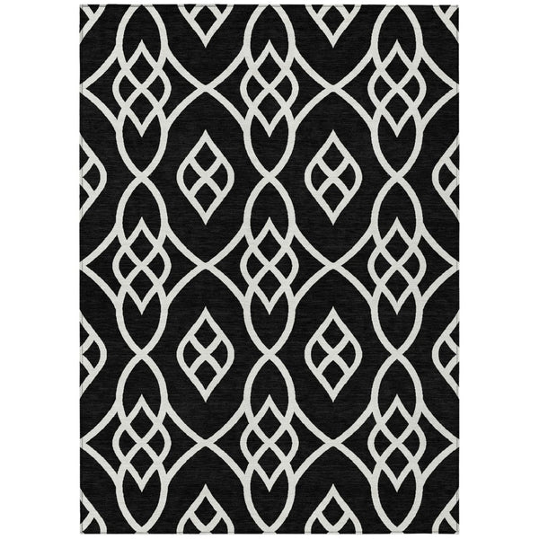 HomeRoots 9' Black and Ivory Trellis Area Rug - Stylish, Washable, Durable for Indoor and Outdoor Use! 9' X 12' 592081