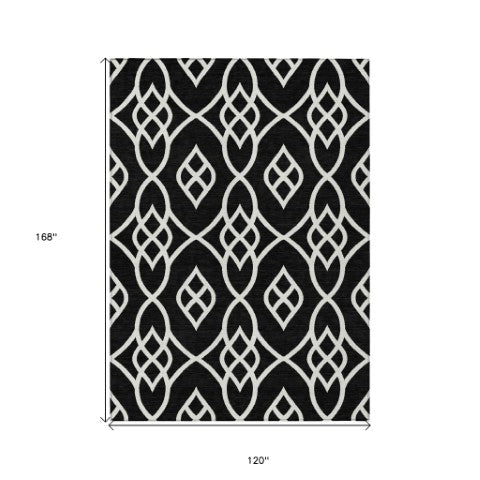 Homeroots 3' Artichoke Green And Ivory Trellis Washable Rug For Indoor Outdoor Spaces - Durable And Stylish! 10' X 14' Polyester 592082