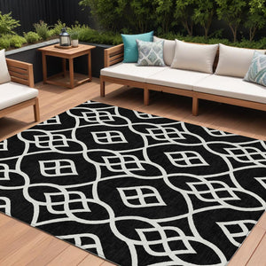 Homeroots 3' Artichoke Green And Ivory Trellis Washable Rug For Indoor Outdoor Spaces - Durable And Stylish! 10' X 14' Polyester 592082