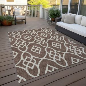 Homeroots 3' Artichoke Green And Ivory Trellis Washable Rug For Indoor Outdoor Spaces - Durable And Stylish! 5' X 8' Polyester 592084
