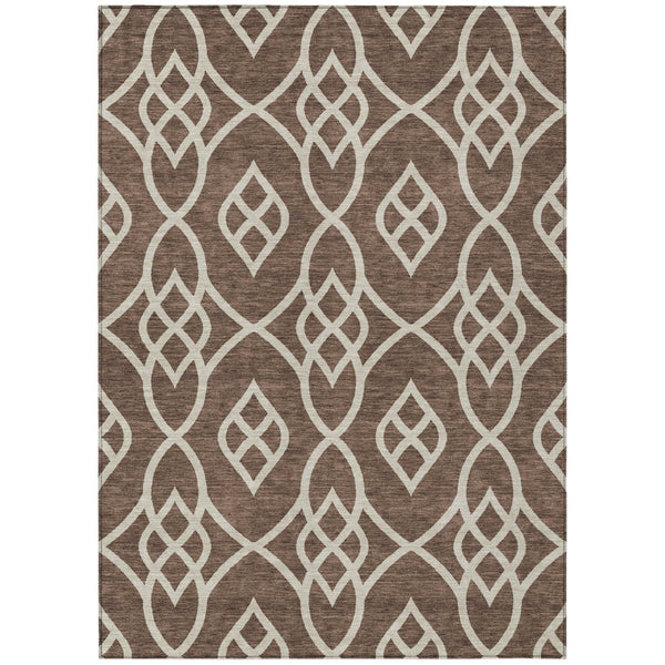 HomeRoots 5' Chocolate and Ivory Trellis Indoor Outdoor Area Rug - Stylish, Washable, and Versatile Design 5' X 8' 592084