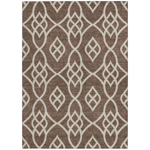 Homeroots 3' Artichoke Green And Ivory Trellis Washable Rug For Indoor Outdoor Spaces - Durable And Stylish! 5' X 8' Polyester 592084
