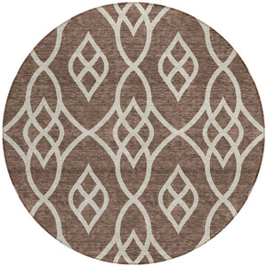 Homeroots 3' Artichoke Green And Ivory Trellis Washable Rug For Indoor Outdoor Spaces - Durable And Stylish! 8' Round Polyester 592085