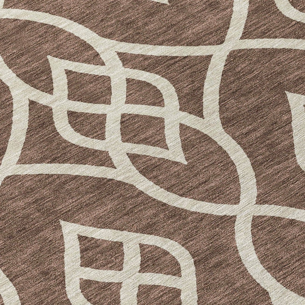 Homeroots 3' Artichoke Green And Ivory Trellis Washable Rug For Indoor Outdoor Spaces - Durable And Stylish! 8' Round Polyester 592085