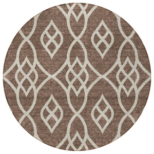 Homeroots 3' Artichoke Green And Ivory Trellis Washable Rug For Indoor Outdoor Spaces - Durable And Stylish! 8' Round Polyester 592085