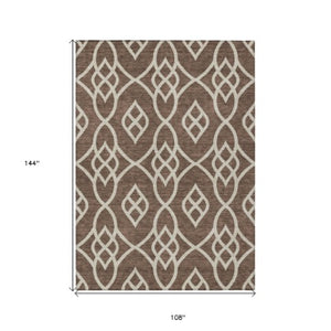 Homeroots 3' Artichoke Green And Ivory Trellis Washable Rug For Indoor Outdoor Spaces - Durable And Stylish! 9' X 12' Polyester 592087