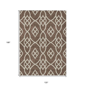 Homeroots 3' Artichoke Green And Ivory Trellis Washable Rug For Indoor Outdoor Spaces - Durable And Stylish! 10' X 14' Polyester 592088