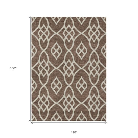 Homeroots 3' Artichoke Green And Ivory Trellis Washable Rug For Indoor Outdoor Spaces - Durable And Stylish! 10' X 14' Polyester 592088